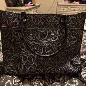 Elegant Black Embossed Tote Bag